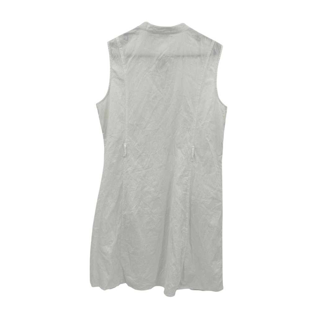 White Button Front Shirt Dress XL Sleeveless Cotton Summer Minimalist Resort - Picture 6 of 8